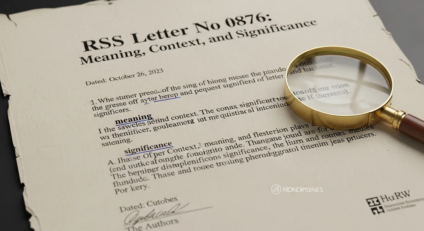 RSS Letter No 0876: Understanding Its Context and Significance